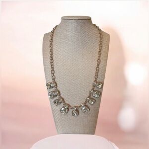 #773 Rose Gold 💗 Crystal Statement Necklace | Cushion Cut Rhinestone Bib